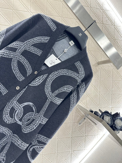 25fw Collision ribbon chain buckle cardigan