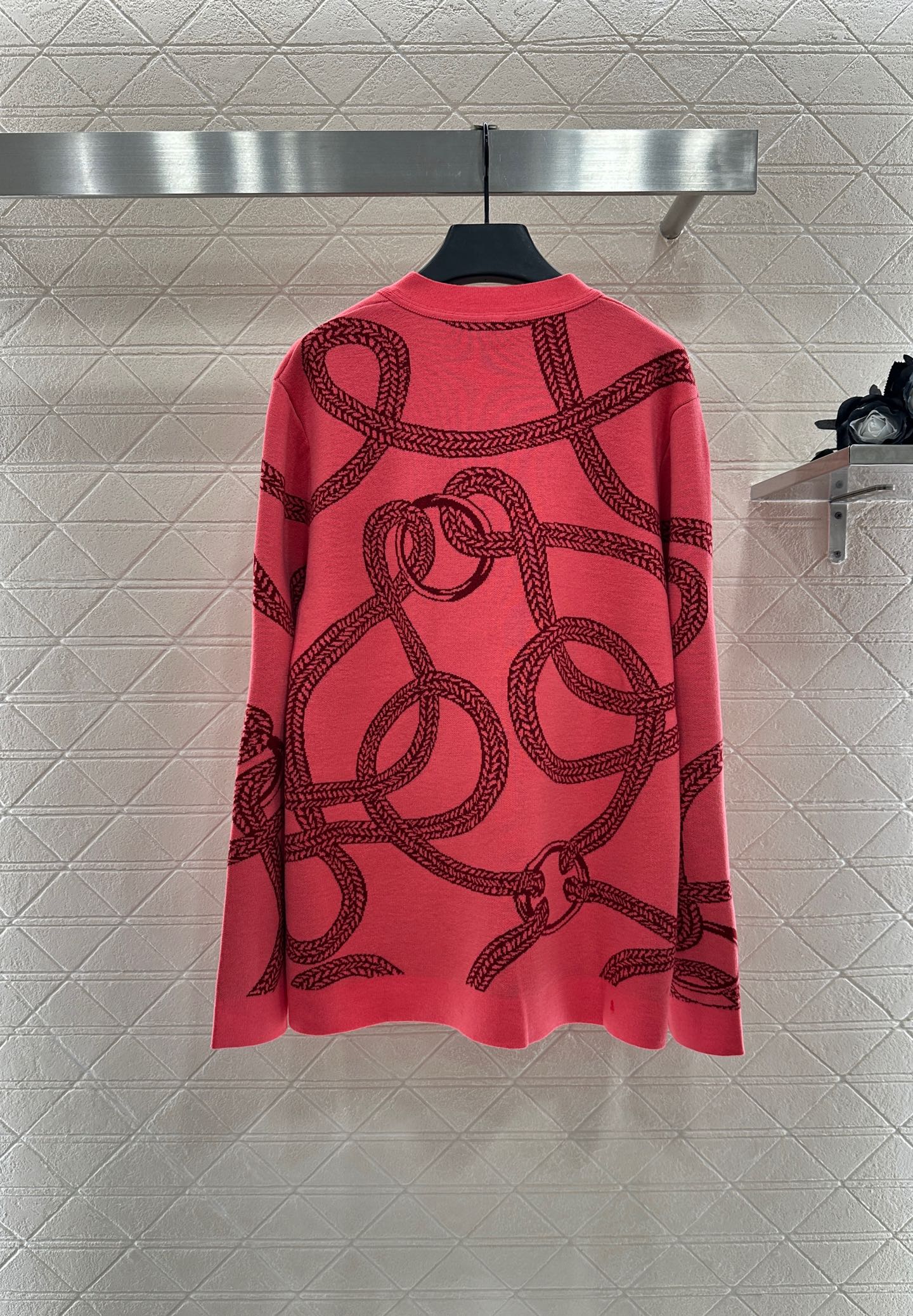 25fw Collision ribbon chain buckle cardigan