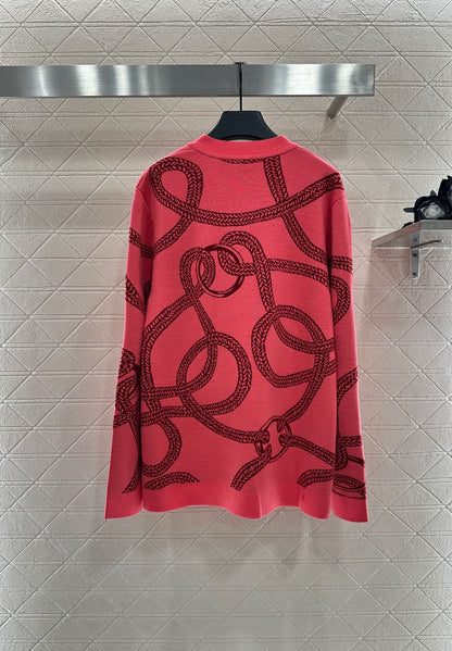 25fw Collision ribbon chain buckle cardigan