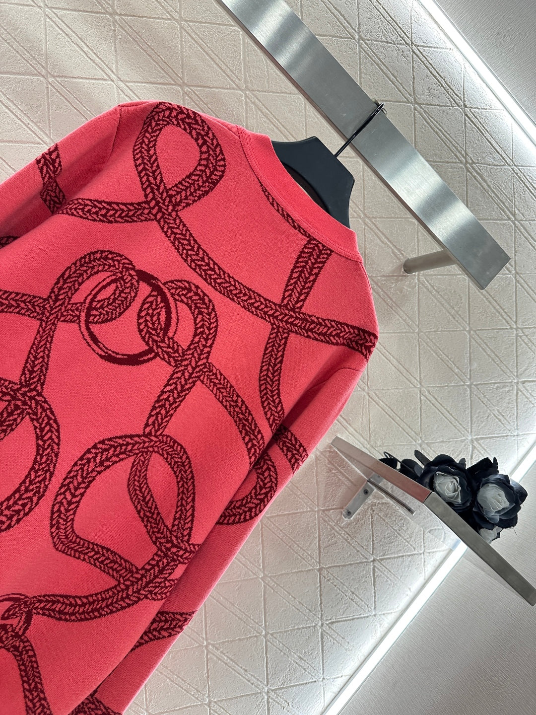 25fw Collision ribbon chain buckle cardigan