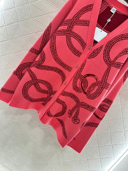 25fw Collision ribbon chain buckle cardigan