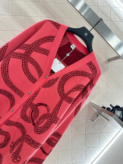 25fw Collision ribbon chain buckle cardigan