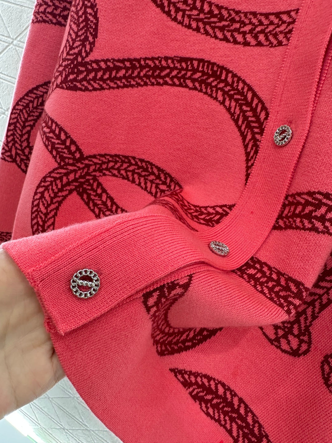 25fw Collision ribbon chain buckle cardigan