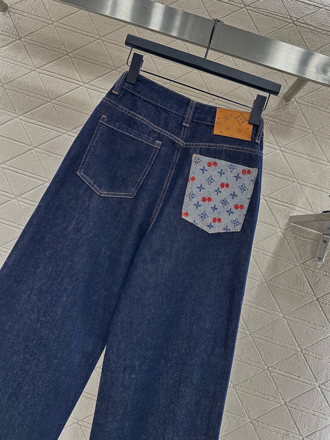 25fw Cherry print denim pants