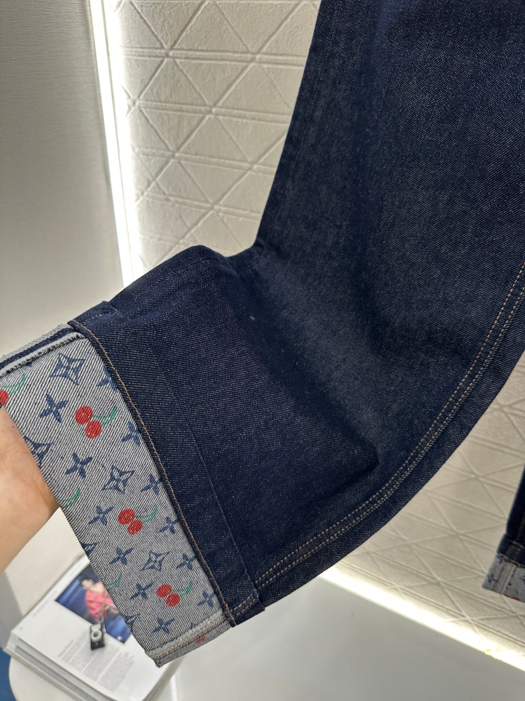 25fw Cherry print denim pants