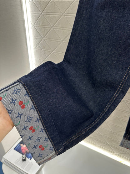 25fw Cherry print denim pants