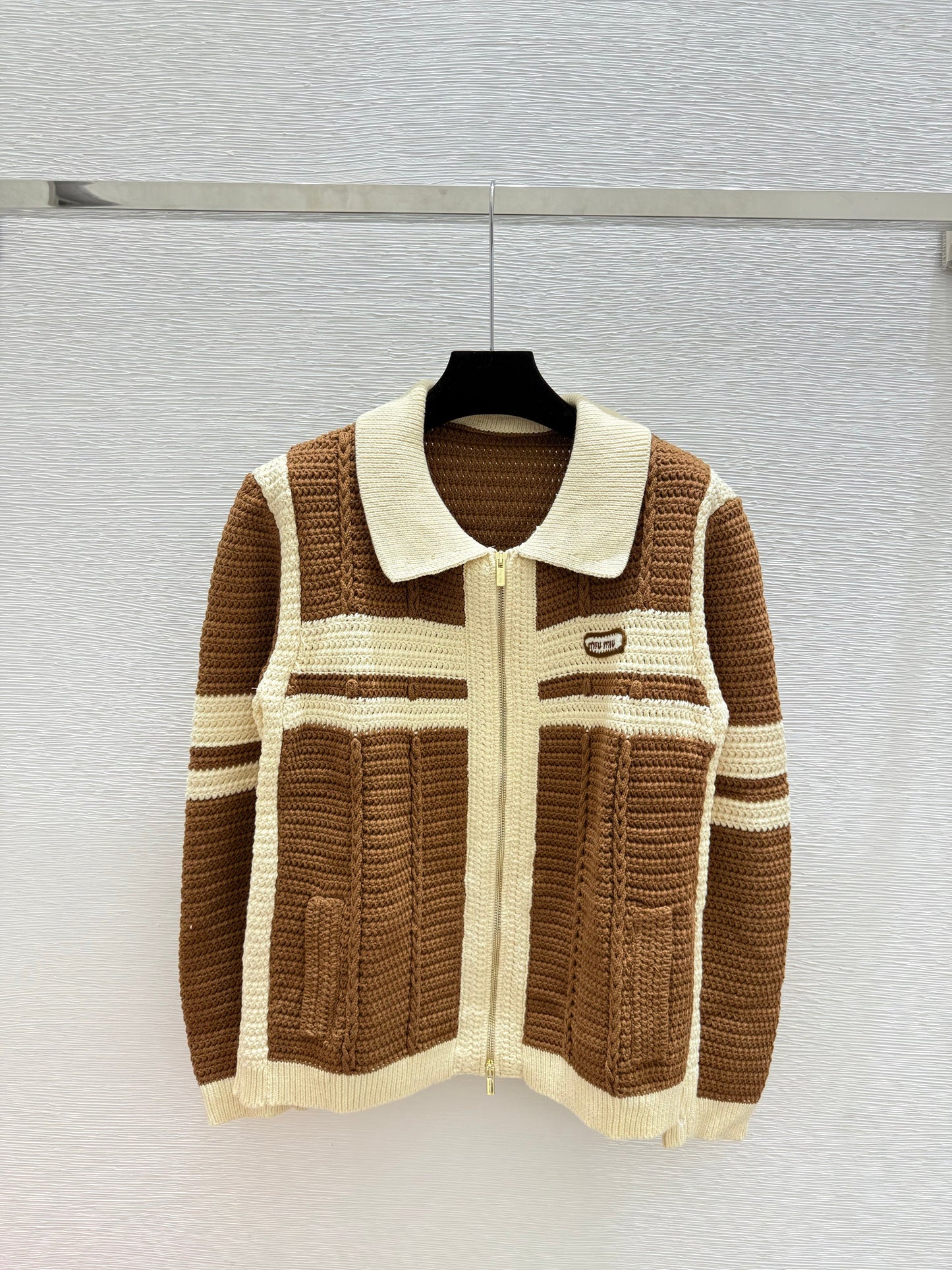 25fw Color blocked lapel cardigan