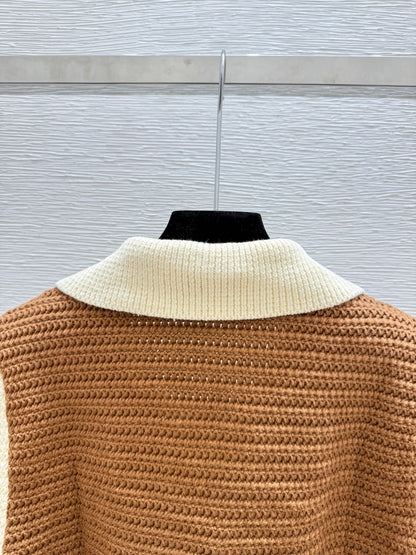 25fw Color blocked lapel cardigan