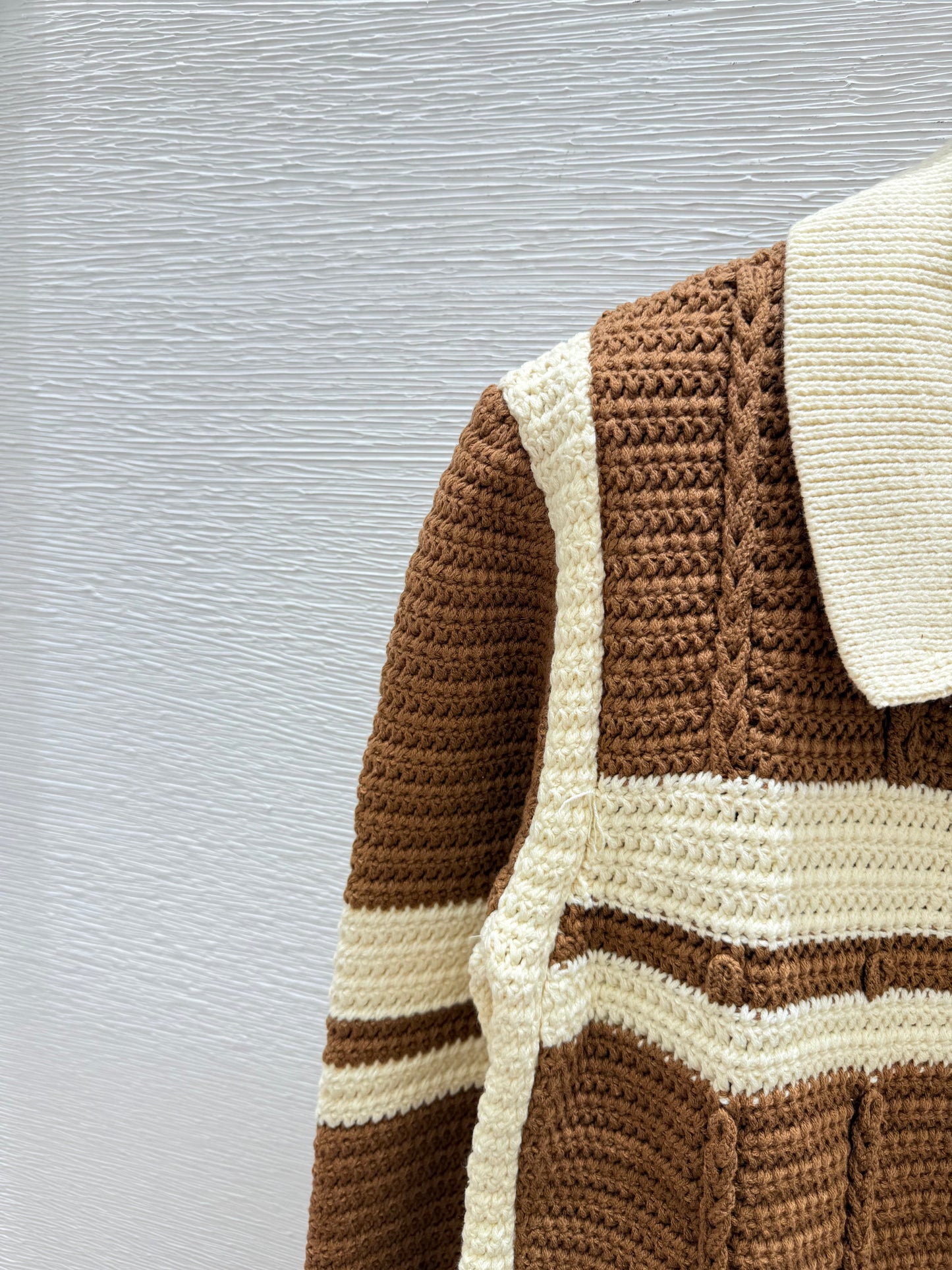 25fw Color blocked lapel cardigan