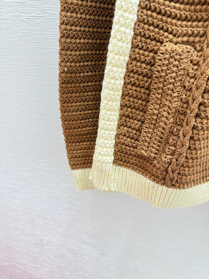 25fw Color blocked lapel cardigan