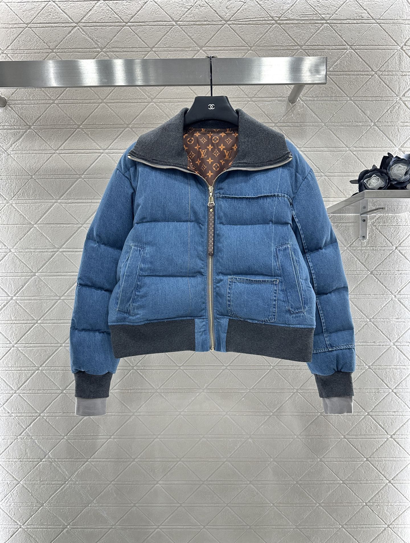 25fw Cowboy collar zipper jacket down