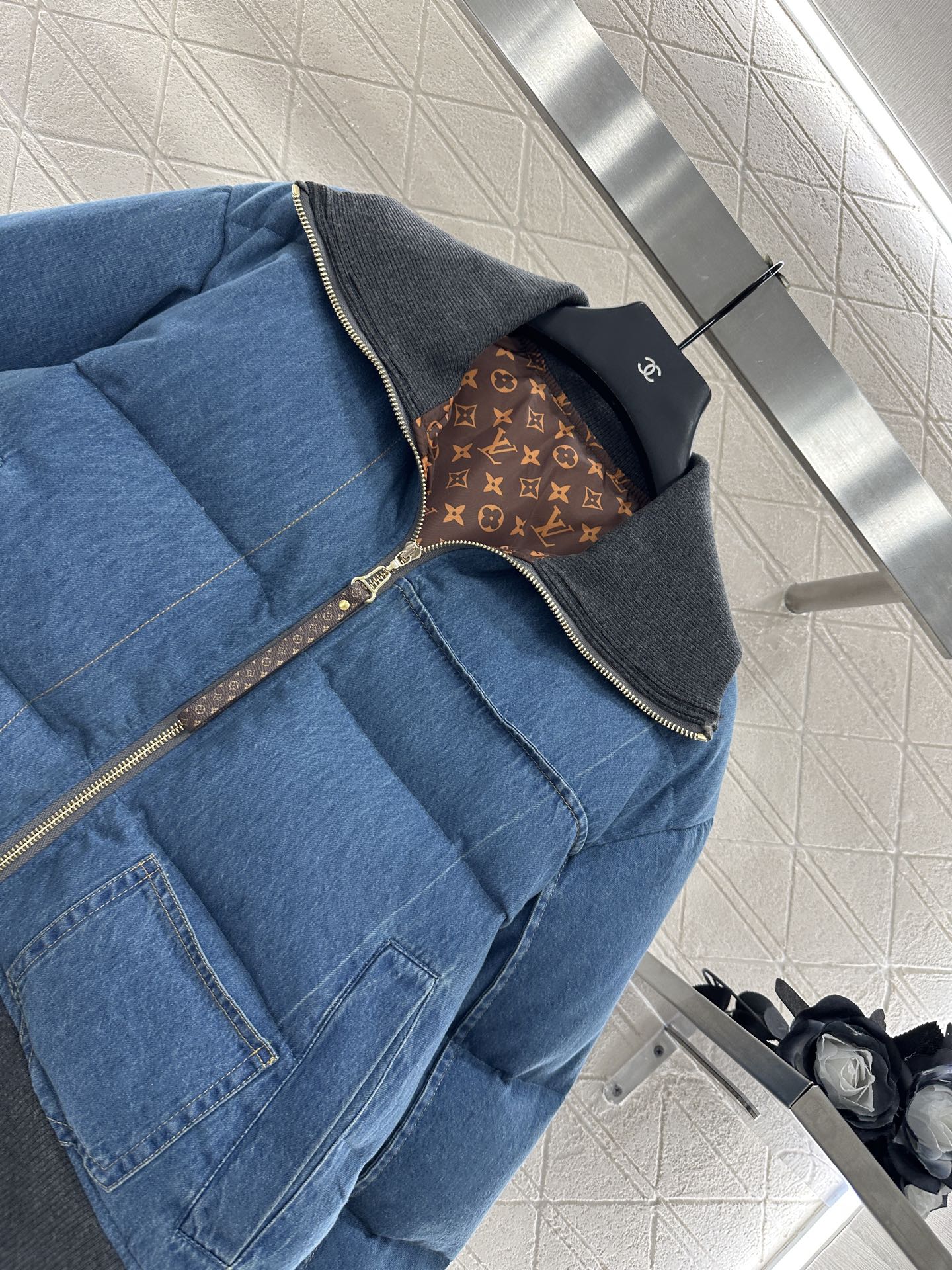 25fw Cowboy collar zipper jacket down