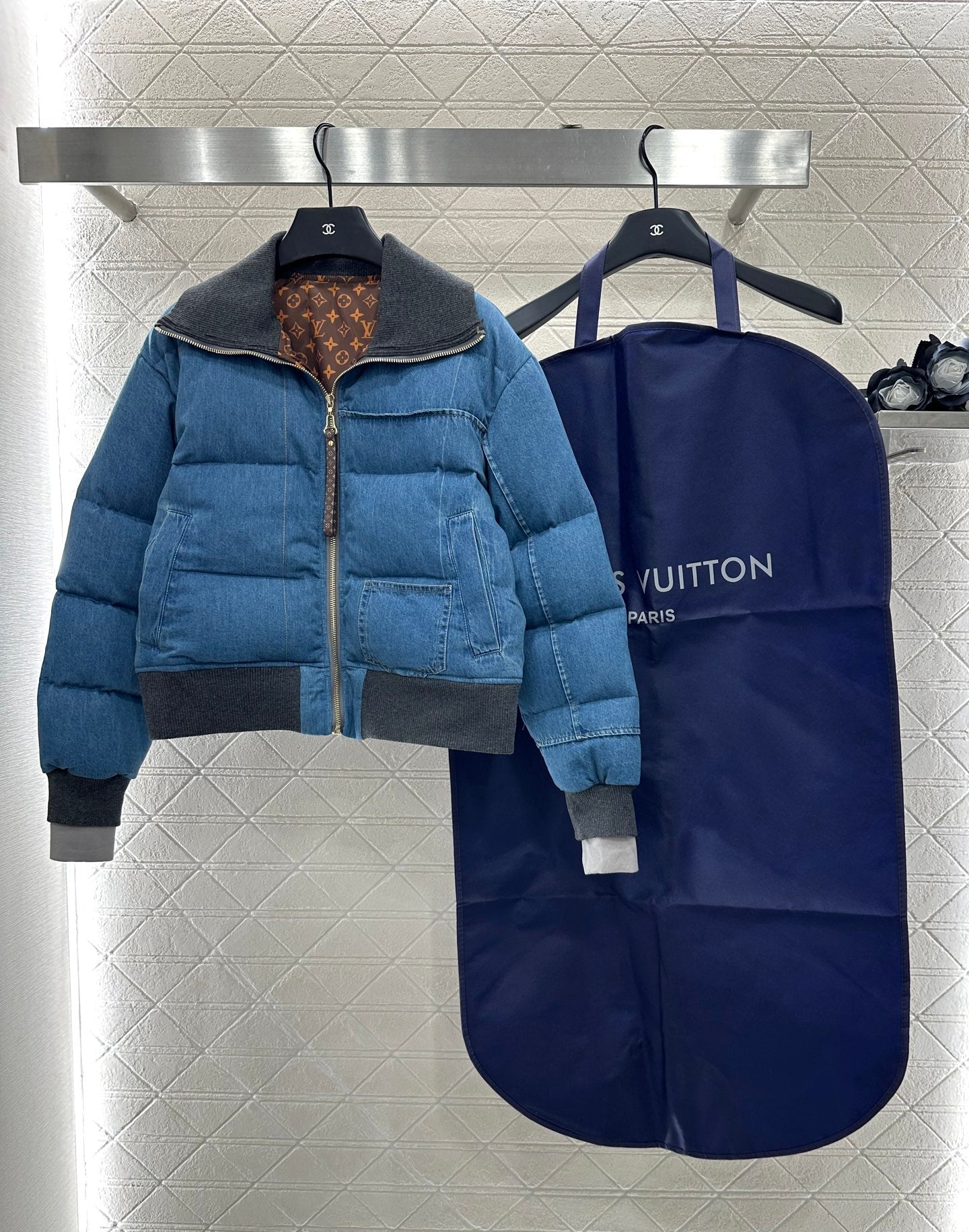 25fw Cowboy collar zipper jacket down