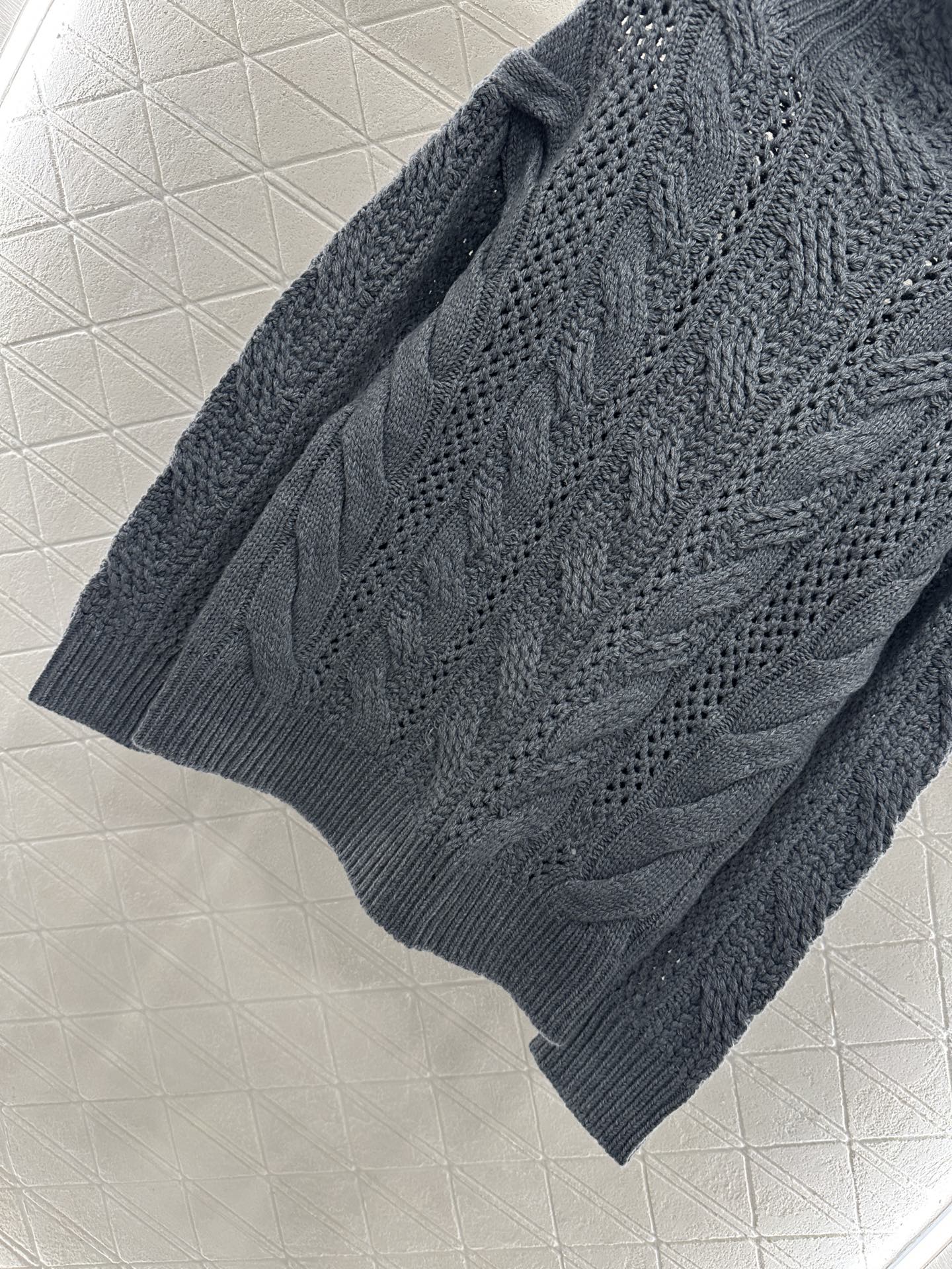 25fw High neck hollowed out crochet sweater