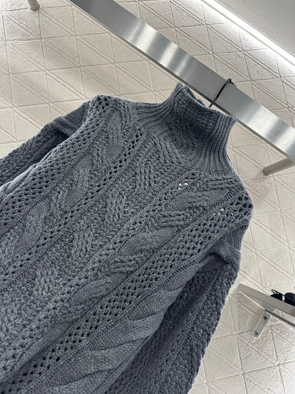 25fw High neck hollowed out crochet sweater