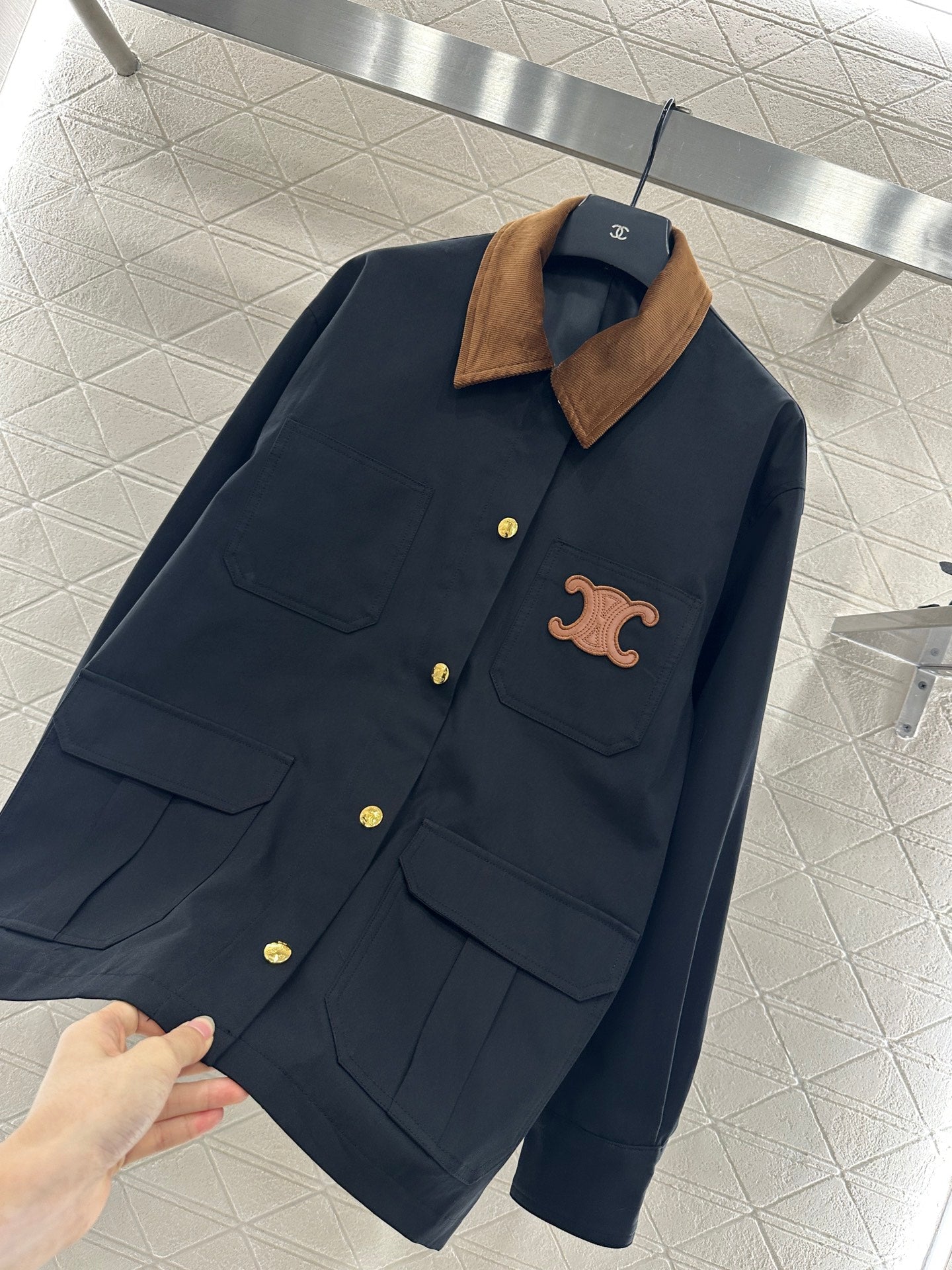 25fw Corduroy collar contrasting coat