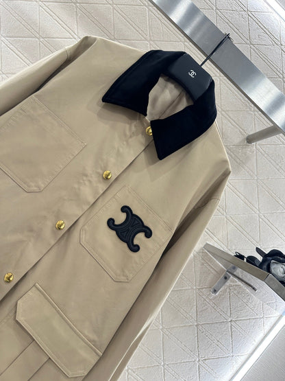 25fw Corduroy collar contrasting coat