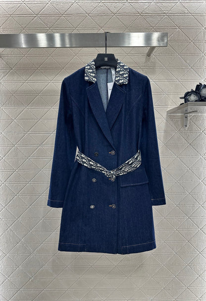 25fw Belt denim trench coat jacket
