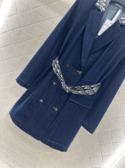 25fw Belt denim trench coat jacket