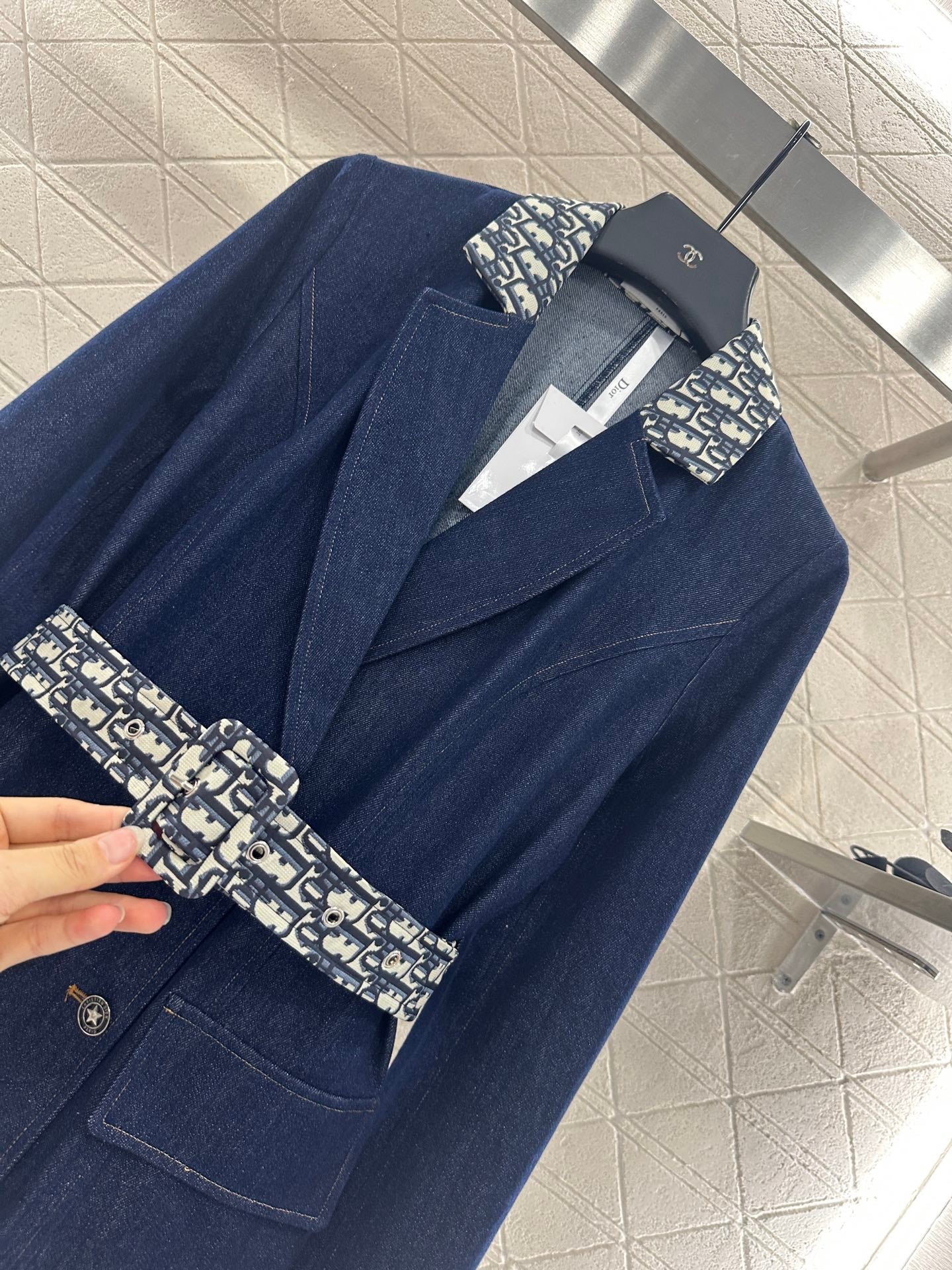 25fw Belt denim trench coat jacket