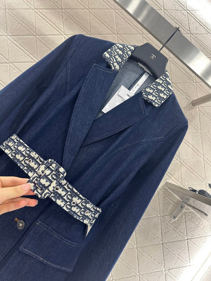 25fw Belt denim trench coat jacket