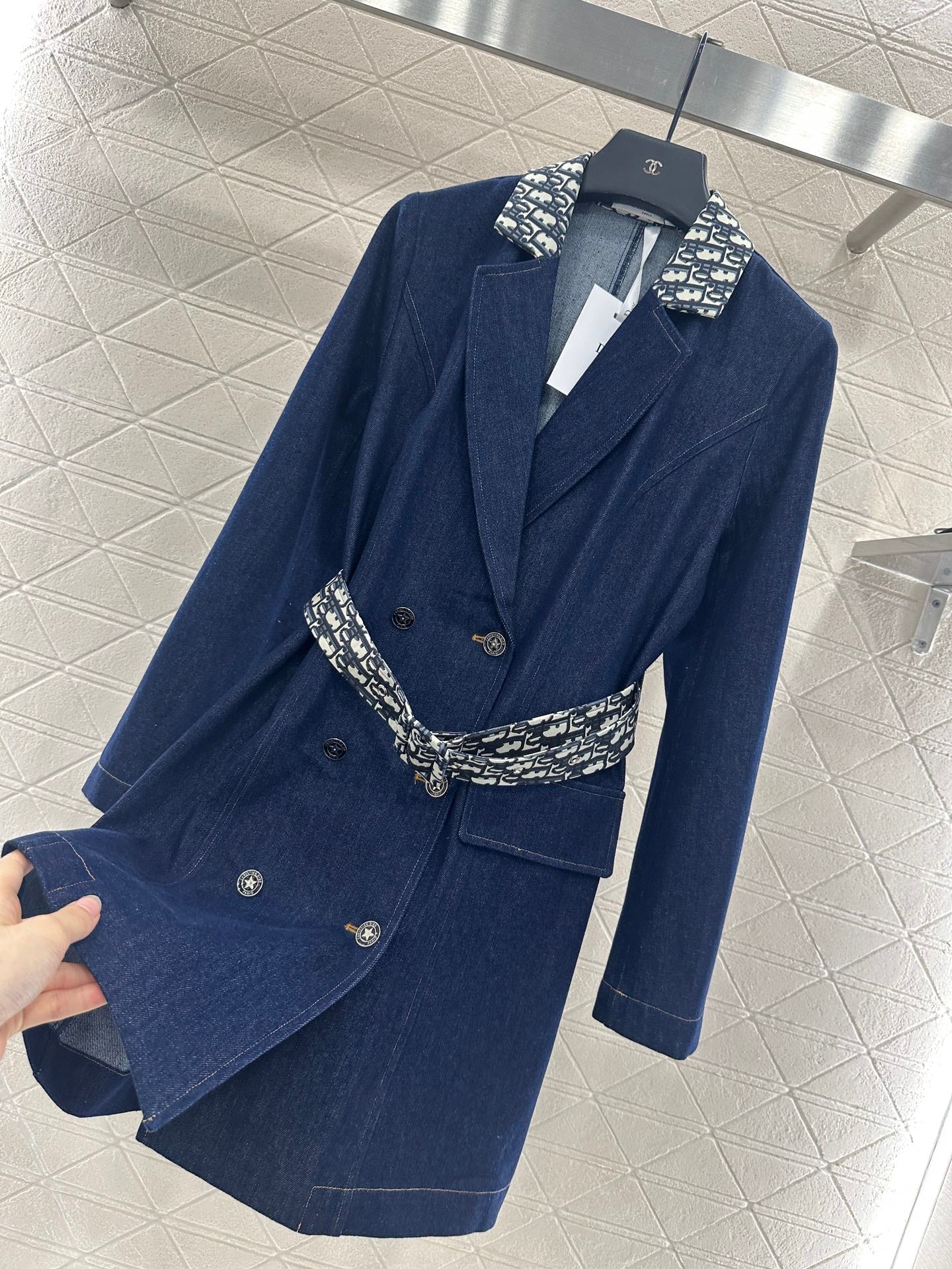 25fw Belt denim trench coat jacket