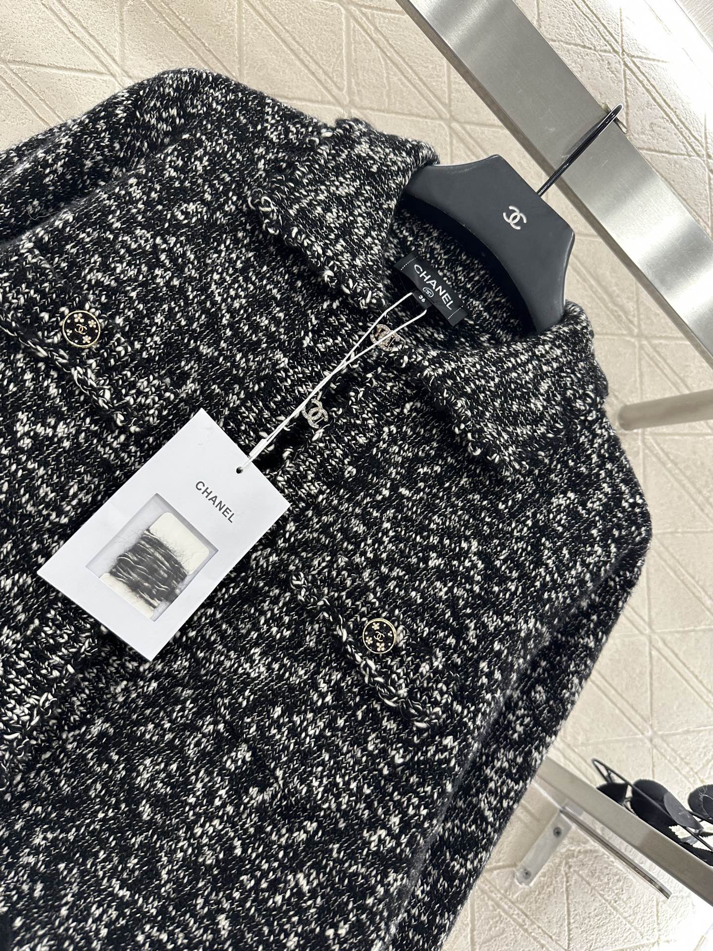 25fw Embroidered lace knitted cardigan