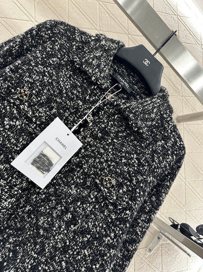 25fw Embroidered lace knitted cardigan