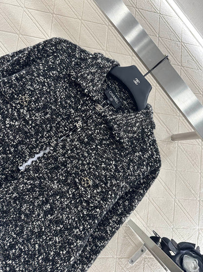 25fw Embroidered lace knitted cardigan