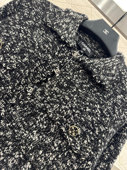 25fw Embroidered lace knitted cardigan