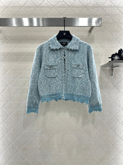 25fw Embroidered lace knitted cardigan