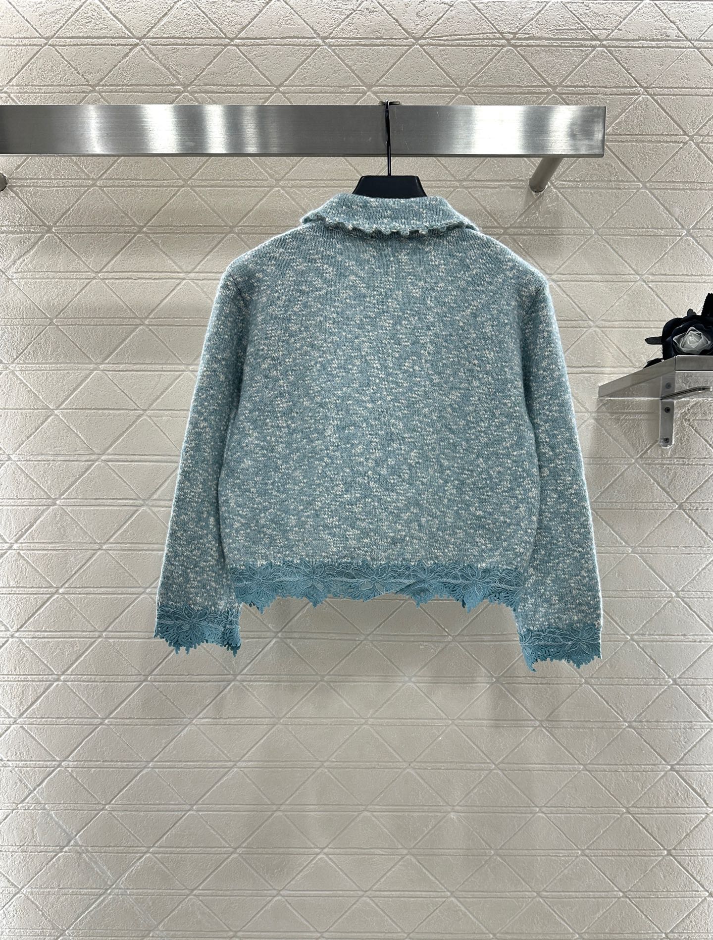 25fw Embroidered lace knitted cardigan