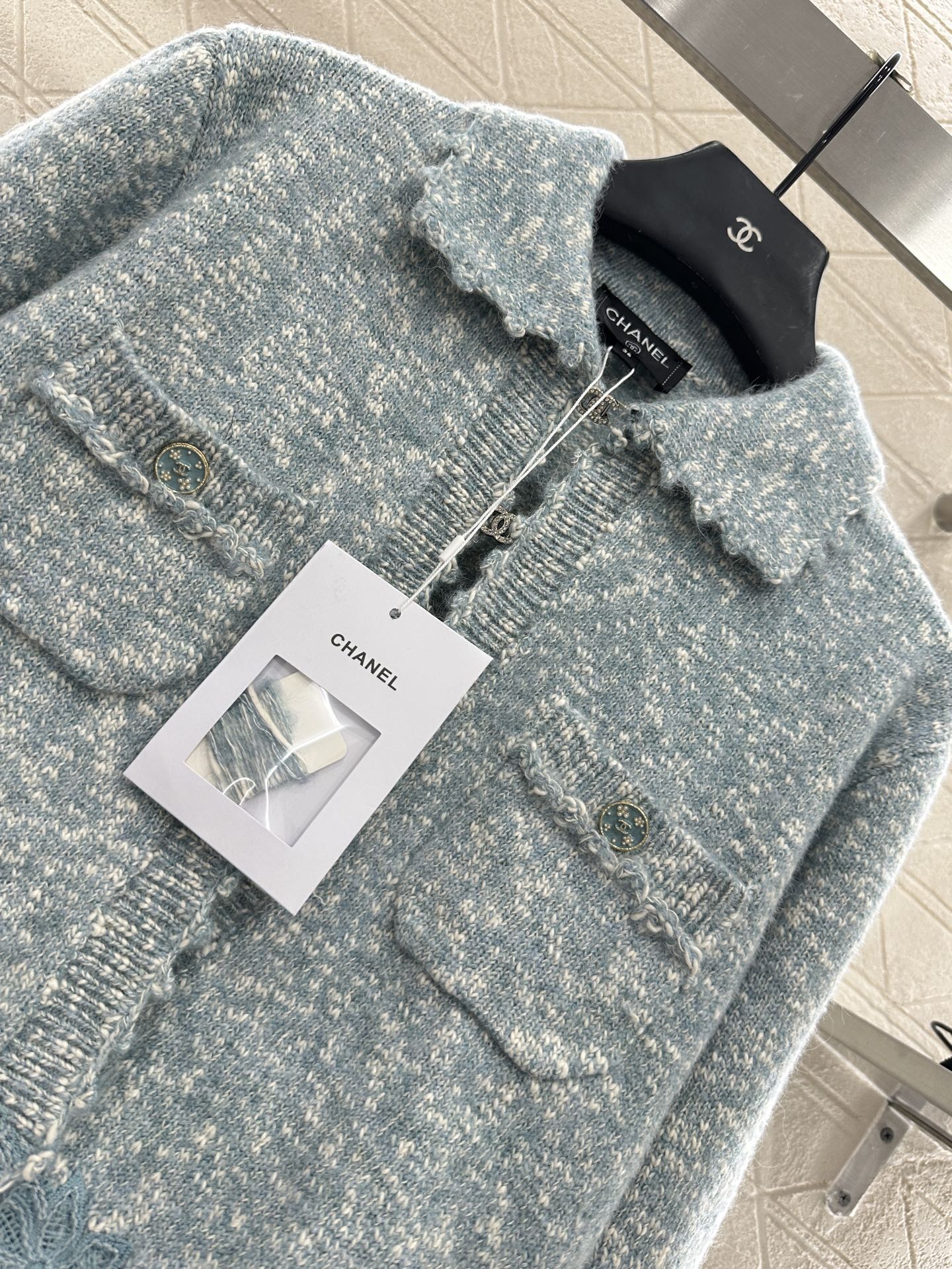 25fw Embroidered lace knitted cardigan