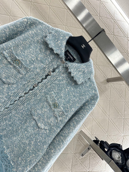 25fw Embroidered lace knitted cardigan