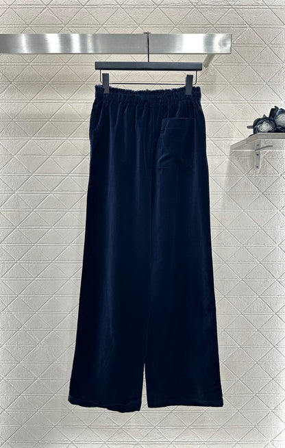 25fw Twisted flower drawstring wide leg pants