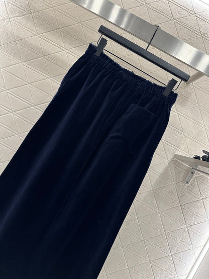 25fw Twisted flower drawstring wide leg pants