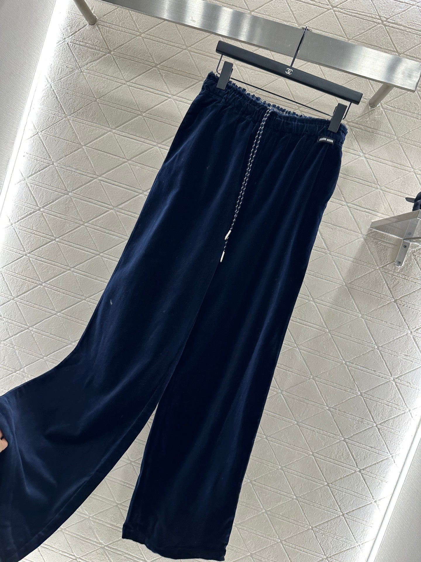 25fw Twisted flower drawstring wide leg pants