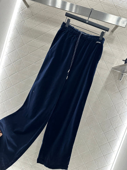 25fw Twisted flower drawstring wide leg pants