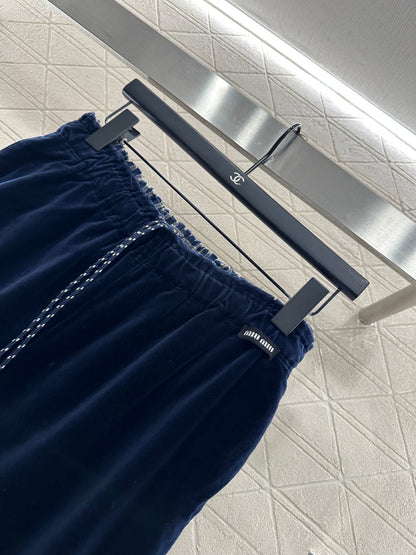 25fw Twisted flower drawstring wide leg pants