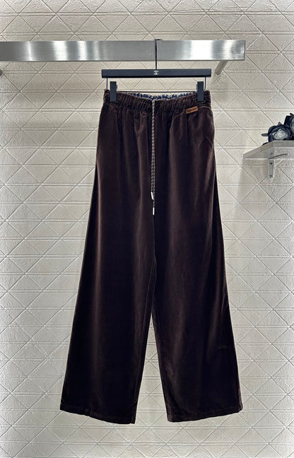 25fw Twisted flower drawstring wide leg pants