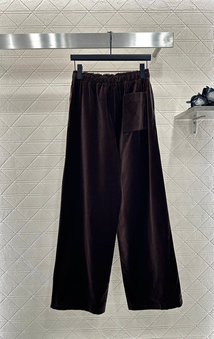 25fw Twisted flower drawstring wide leg pants