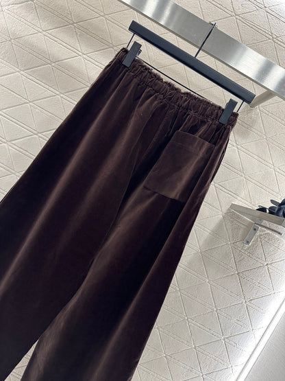 25fw Twisted flower drawstring wide leg pants