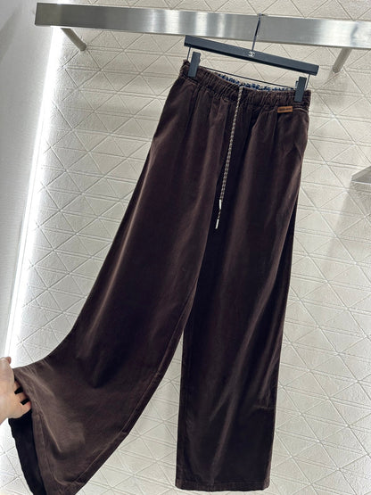 25fw Twisted flower drawstring wide leg pants