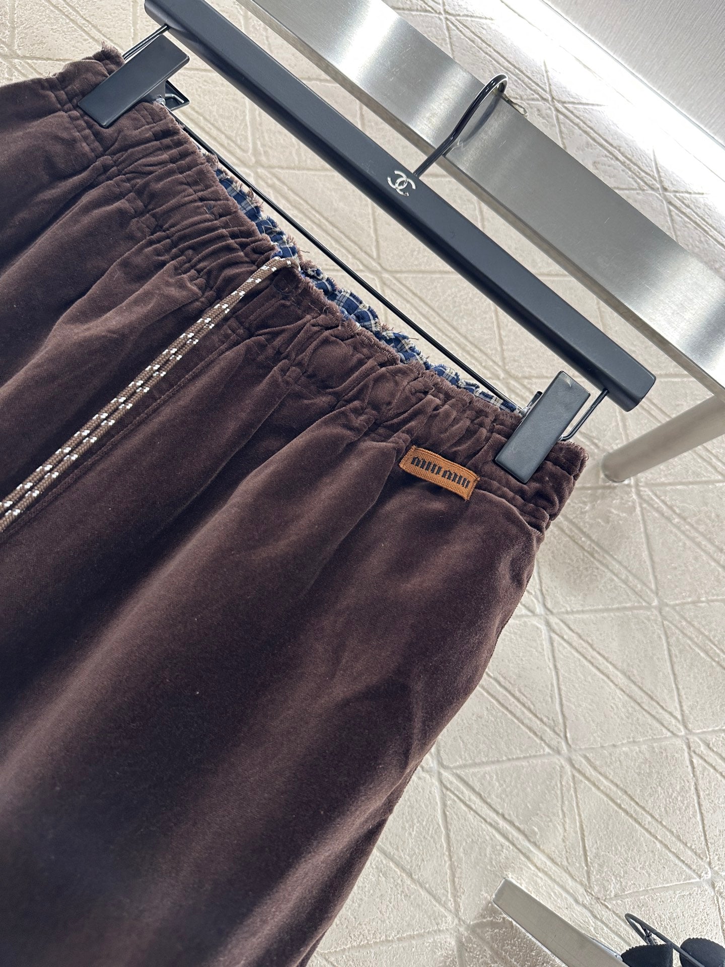 25fw Twisted flower drawstring wide leg pants