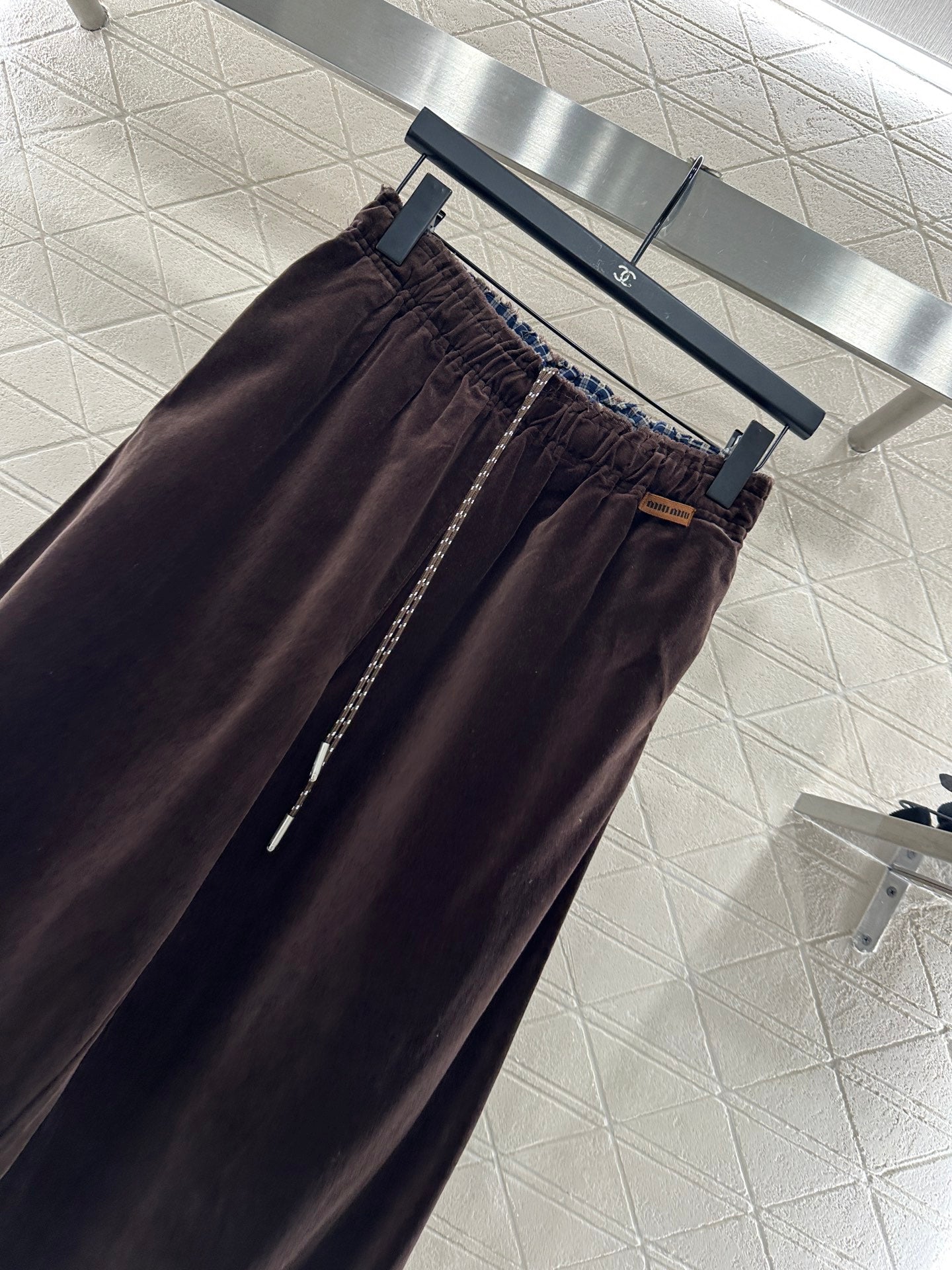 25fw Twisted flower drawstring wide leg pants