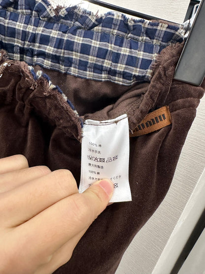 25fw Twisted flower drawstring wide leg pants