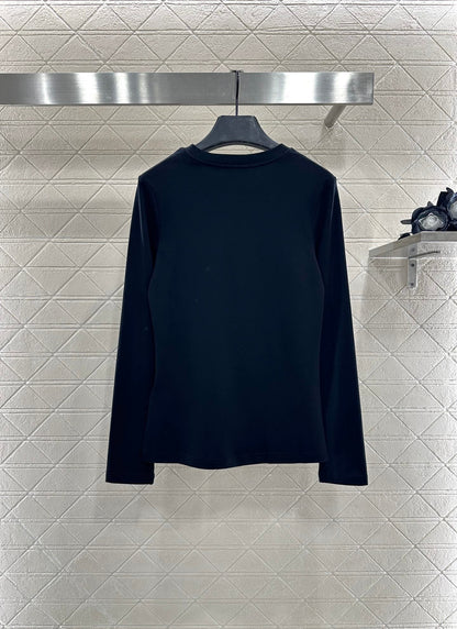 25fw Slim fit beaded logo top