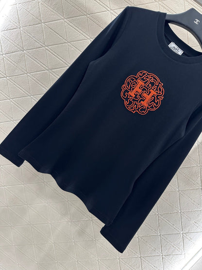 25fw Slim fit beaded logo top