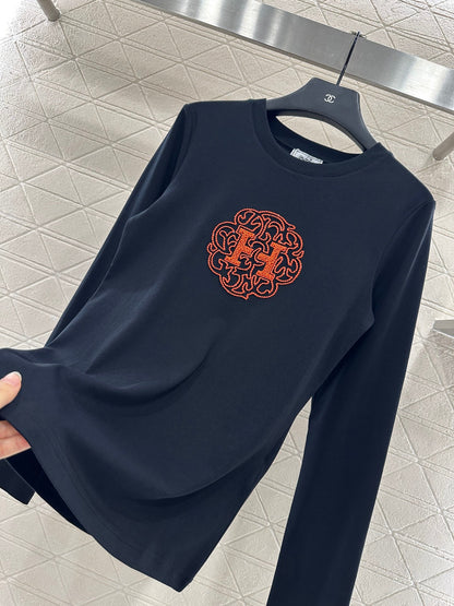 25fw Slim fit beaded logo top