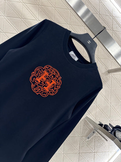 25fw Slim fit beaded logo top